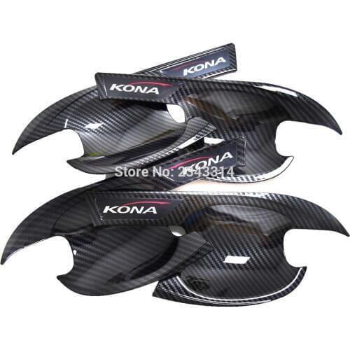 For Hyundai Kona 2018 2019 ABS Black Car Door Handle Bowl Side Door Bowl Cover Trim Protectors Exterior Car Styling Accessories