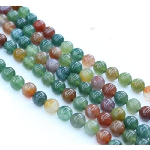 Natural Stone Colorful jade Indian agate Round Loose Beads 15" Strand 4 6 8 10 12 14MM Pick Size For Jewelry Making gh4sd