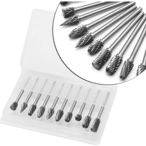 New 10Pc 1/8\" 6mm Tungsten Carbide Cutter Rotary Burr Set Engraving Bit Tool B2QB