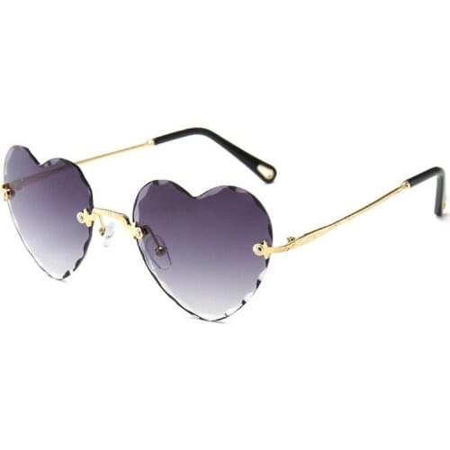 New Love Heart Rimless Sunglasses Driver Goggles Women Luxury Brand Designer Heart-shaped Drive Sunglasses Candy Color