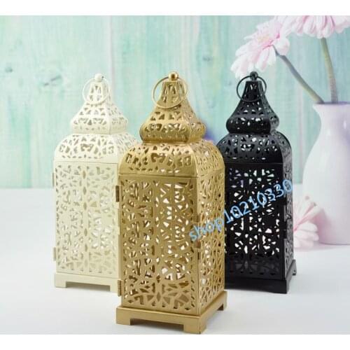 New 28 *10 cm Openwork carving Vintage elegant metal hollow candlestick articles Moroccan European Candlestick Hanging lights