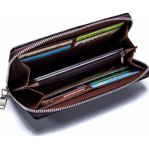 Wholesale Men Wallets Long Clutch Wallet Famous Brand Hand Bag with Flip Up ID Window Purse 50PCS/lot