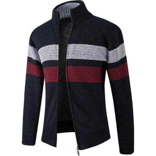 Autumn Winter Fleece Thick Sweater Men Patchwork Mens Winter Jackets Male Knitted Sweater Coats Clothing Branded Cardigan 2021