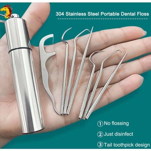 1set Portable Stainless Steel Toothpick Bag Set Reusable Metal Toothpicks with Holders for Outdoor Picnics Camping Fruit Fork