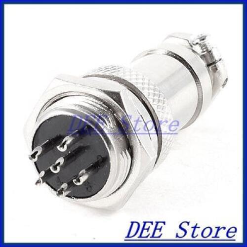 Industrial Panel Mount GX16 16mm Screw 6 Pin Metal Aviation Connector Plug