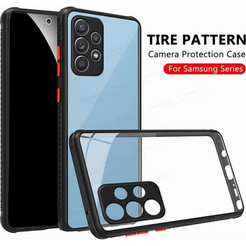 Clear Back Tire Pattern Case For Samsung Galaxy A52 5G/4G A 52 A525F A526B Camera Protection Soft Frame Shockproof Cover Fundas