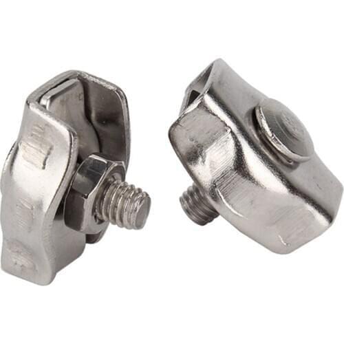 Silver Simplex Cable Clamps Wire Clip M8 304 Stainless Steel Set of 2