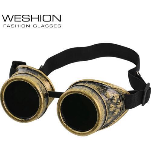 WESHION Oculos Steampunk Sun Glasses Men Women 2018 Goggles Round Eyeglasses Catwalk Black Retro Gafas Masculino Sol Gothic