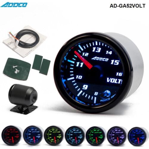 Car Auto 12V 52mm/2" 7 Colors Universal Voltmeter Volt Gauge LED With Sensor and Holder AD-GA52VOLT