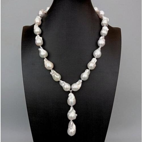 Y·YING Natural Cultured White Keshi Pearls Baroque Rosary Necklace Pendant Bride Jewelry 19