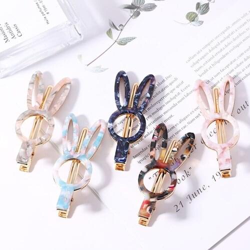 New Women Girls Cute Colorful Acetate Rabbit Shape Hair Clip Lovely Headwear Headband Hairpin Barrettes Hair Accessories