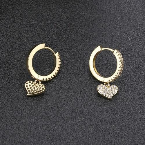 SIPENGJEL Fashion Cute Love Heart Hoop Earrings Brilliant Crystal Pendant Drop Earrings For Women Party Jewelry 2021 Gift