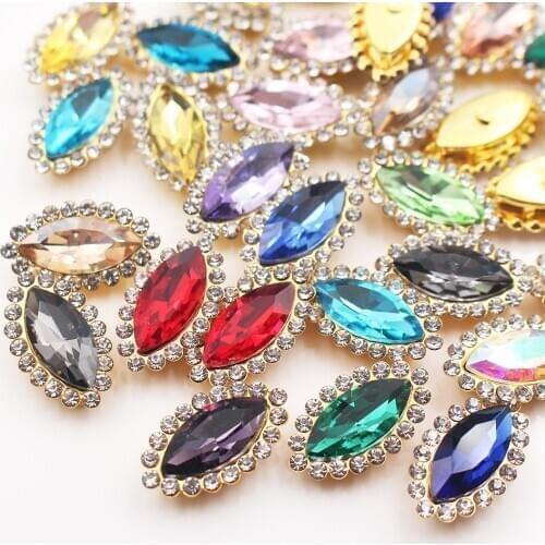 New Crystals Glass Strass Gold Lace Claw Sewing Rhinestones Crystals And Stones Non Hotfix Sew on Rhinestones For Clothes Gems