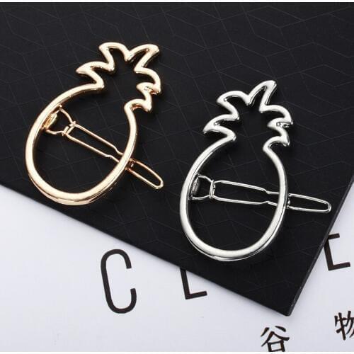 Pineapple Cactus Metallic Silver Plated Golden Hair Clips and Pins Barrettes Hairgrips Women Hair Jewelry