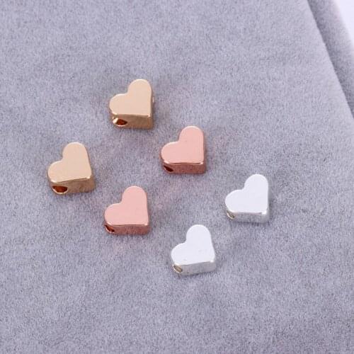 10 brass heart-shaped beads, spacer beads, metal heart-shaped pendant beads, suitable for DIY necklaces and bracelets
