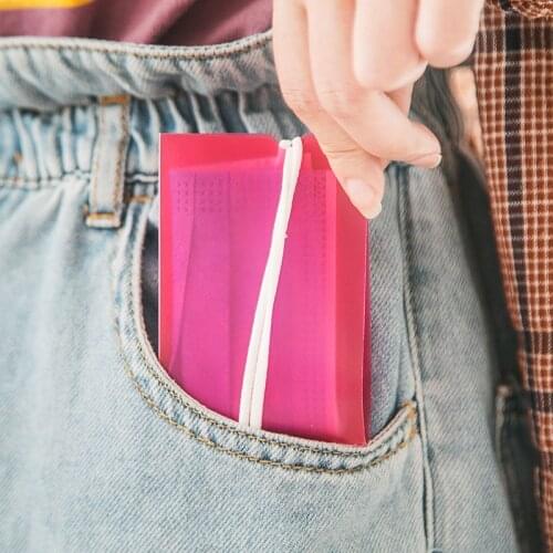 10Pcs Mask Clip Portable Plastic Mini Foldable Mask Holder Container Case Candy Color Mask Storage Case Dustproof Organizer