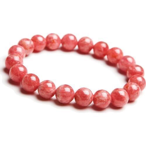 9.5mm Genuine Red Ice Rhodochrosite Natural Stone Bracelets For Women Femme Charm Stretch Round Beads Lady Bracelet
