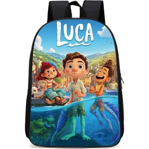 Disney 17 Inch Luca 3D Cartoon Backpacks Schoolbag Kids Children Student School Bags Girls Boys Birthday Gift Bag