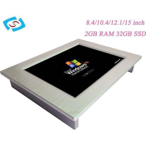 2*USB 2.0 Fanless 8.4inch All in one panel computer PC 32G SSD 2G RAM touchscreen overlay