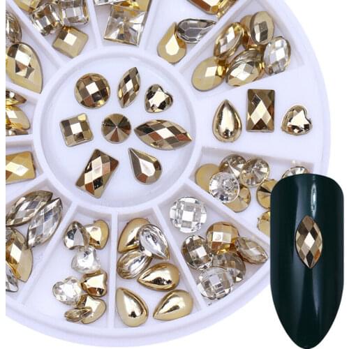 3D DIY Manicure Ornament Double-sided Manicure Rhinestone Marquise Heart-shaped Nail Manicure Decoration Wheel