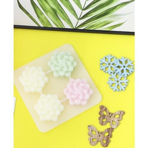 4PCS Succulents Plants Designed Essential Oil Soap Candle Epoxy Sugar Plaster Silicone Mold DIY Home Handmde Making Decorating