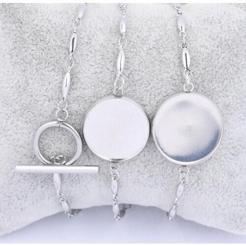 5pcs Fit 12mm 14mm 16mm 18mm 20mm Cabochon Bracelet Base Setting Blanks Stainless Steel Chain Bracelets Bezels Diy