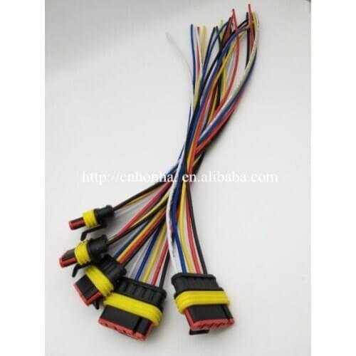 Free shipping 10/20/30pcs 5 Pin 282089-1 AMP Male and Female Waterproof Electrical Auto Connector Plug with Wire Cable harness