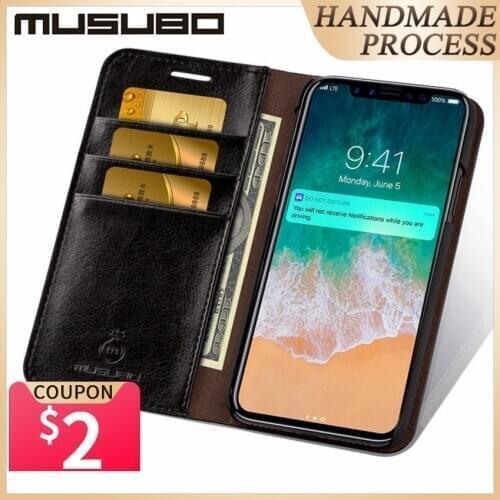 Musubo Flip Case For iPhone SE 2020 XS Max Genuine Leather Luxury Cases Cover For iPhone SE 12 XR 11 Pro Flip Card Wallet Coque