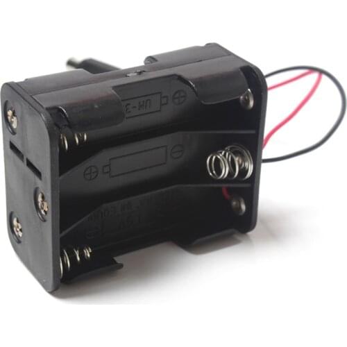 Black 6 X 1.5V AA Plastic Battery Clip Slot Storage Holder Box Case Back to Back 9V AA Batteries Cover With DC5.5*2.1mm Plug