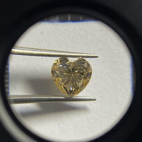 GRA Heart Shape Light Yellow Synthetic Moissanite 8x8mm Gemstone for Earring Jewelry Making