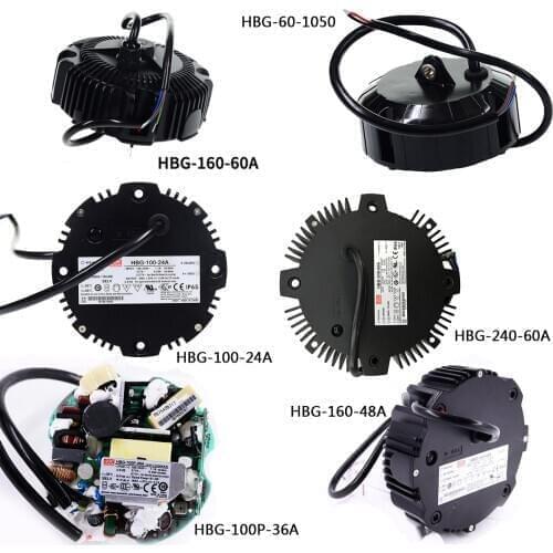 HBG-60/100/160/200/240 Round Constant Current Model LED Driver acdc -24/36/48/60V Meanwell for LED grow/pot/stage lighting