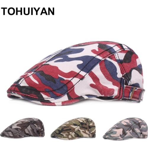 Classic Camouflage Flat Cap For Men Outdoor Military Hunting Hat Casual Cotton Newsboy Caps Women Boina Peaked Hats Dropshipping