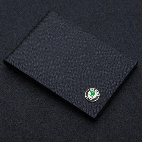 With Metal Logo Leather Drivers License Card Bag For Skoda Octavia 3 Fabia Superb Karoq Kodiaq Driving Document Protective Case