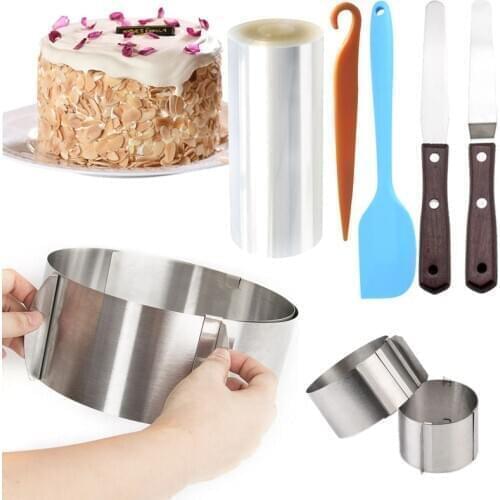 4-12inch Round Adjustable Mousse Ring Cake Mold Confectionery Dessert Baking Mould Mousse Surrounding Edge Cake Collar Roll