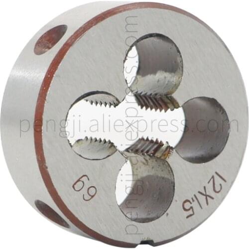 HSS 12mm X 1.5 Metric Right Hand Round Die, Machine Thread Die M12 X 1.5mm Pitch for Mold Machining, Alloy Steel Material