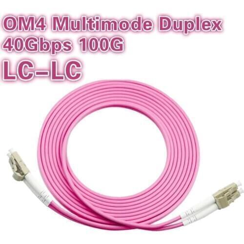OM4 Multimode Duplex 40Gbps 100G Fiber Optic Patch Cord LC-LC 1m 2m 3m 5m 10m 15m 50/125 2mm 2 core Jumper connector 2pcs