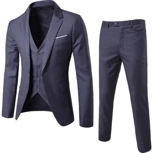 2021 Mens Fashion Slim Suits Business Casual Clothing Groomsman Three-piece Suit Blazers Jacket Pants Trousers Vest Sets S-6XL