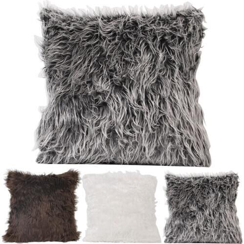 Soft Fur Plush Cushion Cover Home Decor Pillow Covers Living Room Bedroom Sofa Decorative Pillowcase 45x45cm Shaggy Fluffy Cover