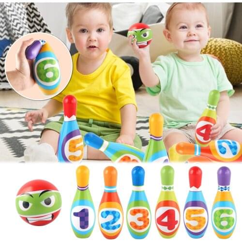 Bowling Set Toys Child Parent-child Outdoor Toys 6 Colorful Soft Foam Bowling Pins 2 Ball Indoor Toys Toss For Kids Bauble