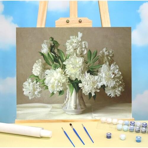 Flowers DIY Paint By Numbers Package Acrylic Paints 40*50 Oil Painting Home Decoration Crafts Adults Wholesale Handicraft