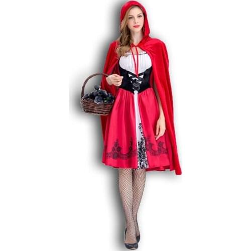 New Adult Cosplay Costume Little Red Riding Hood Sexy Dress Adults Carnaval Purim Costume Women Halloween Costumes