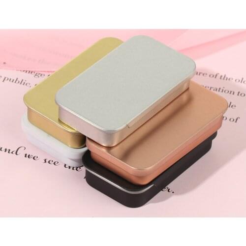 NEW Mini Rectangle Metal Tin Box Bins Jar Empty Iron Case Portable Small Lipstick Cream Storage Home Eyebrow Soap Organizer