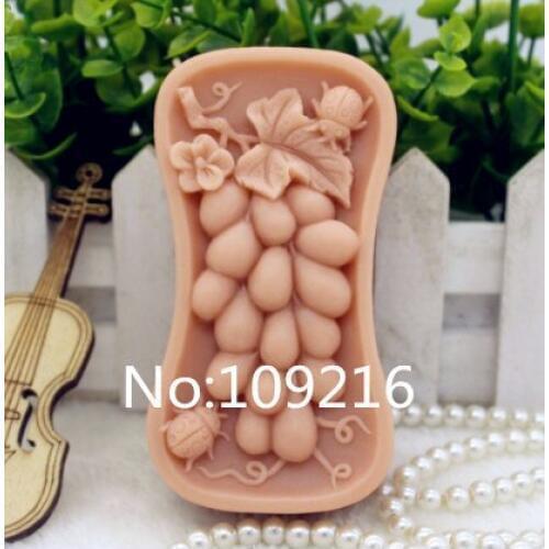 New Product!!1pcs Grape with Beetle (zx181) Food Grade Silicone Handmade Soap Mold Crafts DIY Mould