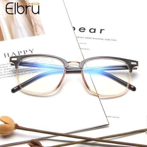 Elbru Vintage Half Frame Ultralight Glasses Clear Lens Plain Eyeglasses Square Colorful Frames Optical Spectacles For Men Women