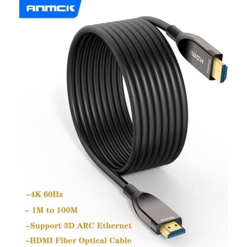 Anmck Optical Fiber HDMI Cable 2.0 4K 60Hz Support ARC 3D HDR 18Gbps HDMI Male to Male For HD TV Projector Monitor 10M 15M 20M