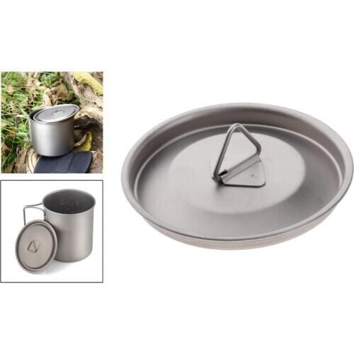 Portable Titanium Alloy Mug Lid Leakproof Water Cup Cover with Handle 85mm, for Outdoor Camping Hiking Fishing