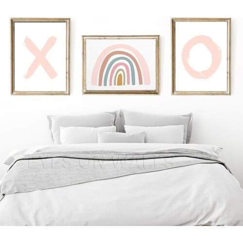Rainbow Posters And Prints Nordic Poster Letter Wall Art Canvas Painting XO Wall Pictures For Bedroom Modern Picture Home Decor