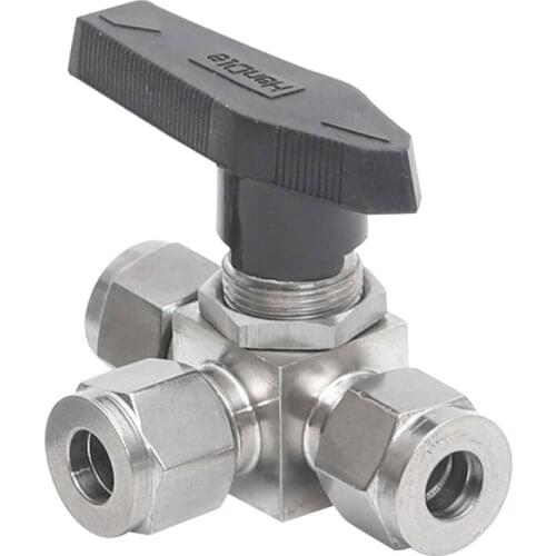 Fit 3 6 8 10 12mm 1/8" 1/4" 3/8" 1/2" OD Tube Tee L-Port Ball Valve Compression Union 304/316 Stainless Propane