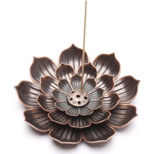Simple and elegant Lotus incense Burning plate copper alloy 5 hole slot Ash tray Aesthetic design