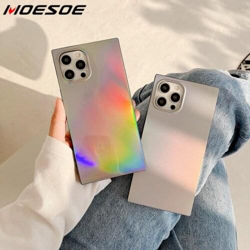 Luxury Laser Square Phone Case For iPhone 12 11 Pro 12 Mini XR Max XS X 8 7 Plus SE 2020 12 Pro Max Matte Soft TPU Cover
